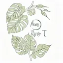 phrase "moon river & me " + monstera leaves tattoo design idea
