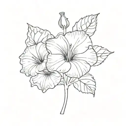 February violet birth flower, September morning glory birth flower, small, fine line tattoo design idea