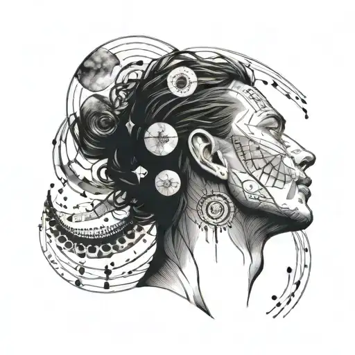 neck with moon phases being massaged tattoo design idea