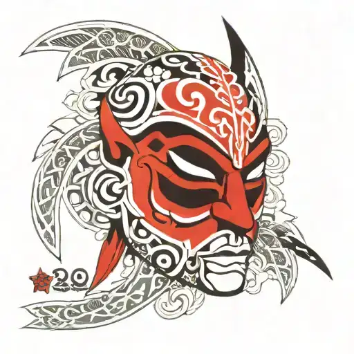 maori warrior mask tattoo design idea
