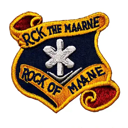 the official patch of the U.S. Army's 3d Infantry Division with a scroll that says "ROCK OF THE MARNE" tattoo design idea