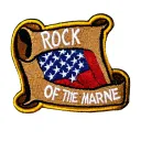 the official patch of the U.S. Army's 3d Infantry Division with a scroll that says "ROCK OF THE MARNE" tattoo design idea