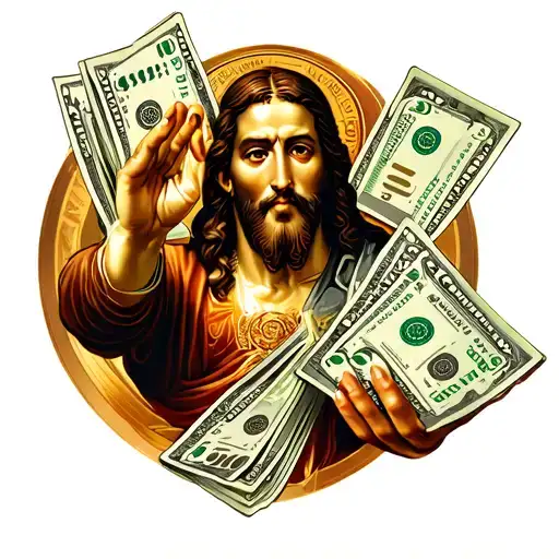 Money casino god holding tattoo design idea