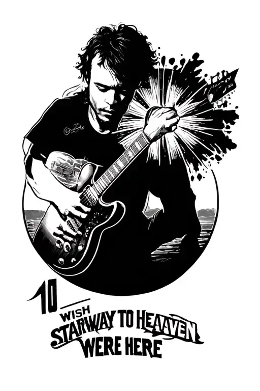 Pearl Jam 10 cover, stairway to heaven, wish you were here cover tattoo design idea
