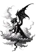 gothic gargoyle clouds storm tattoo design idea