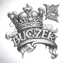 word: Buczek, with crown graffiti tattoo design idea