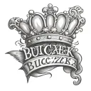 word: Buczek, with crown graffiti tattoo design idea
