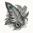 woodland wolves peacock feather feather feather tattoo design idea