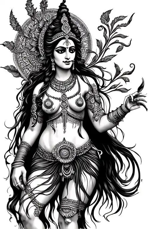 goddess kali body with language out tattoo design idea