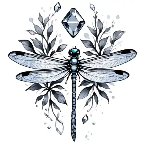 dragonflies and gemstones tattoo design idea