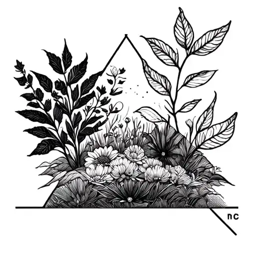 diagram found on top of triangulation point found on top of hills, should be inspired by plants and flowers tattoo design idea