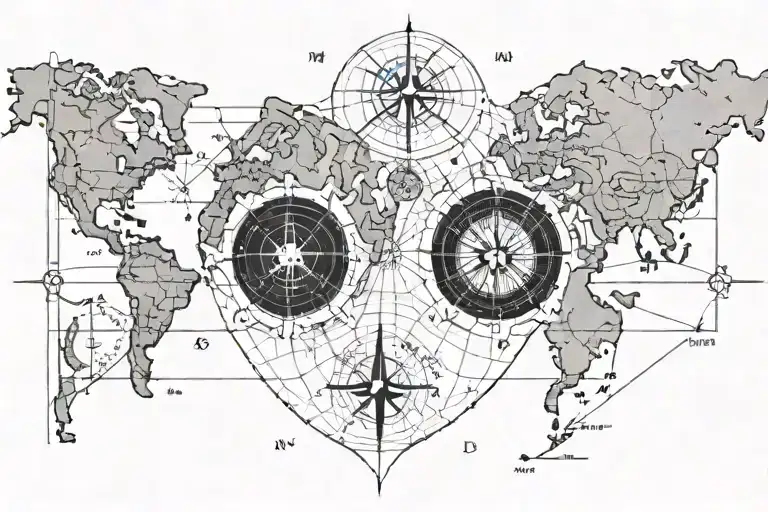 navigation map tattoo design idea