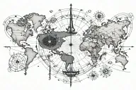 navigation map tattoo design idea