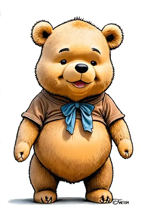 Pooh bear standing tattoo design idea