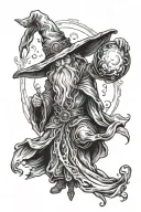 wizard with orb  tattoo design idea