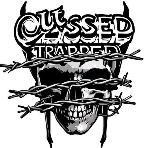 text saying out classed trapped behind barbed wire wrapped tattoo design idea