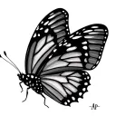 butterfly with the initials AP hidden in wings tattoo design idea