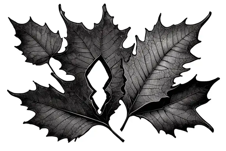 three autum leaves falling apart with a hidden M  tattoo design idea