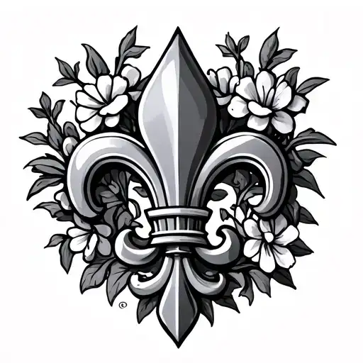 outline of Sicily with Fluer de lis tattoo design idea