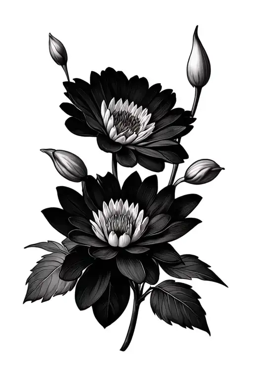 marigold flower, morning glory flower, snowdrop flower, water lily, sweet pea flower, water lily tattoo design idea