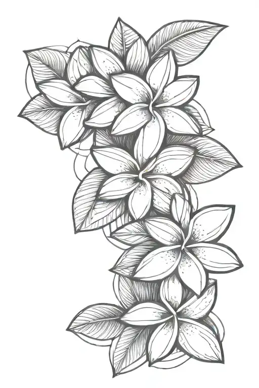 plumeria flowers with geometric shape inside tattoo design idea
