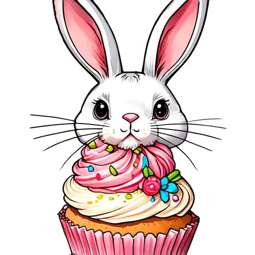 Bunny with cupcake tattoo design idea