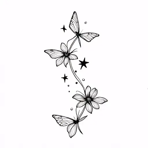 pisces flowers taurus stars butterfly tattoo design idea