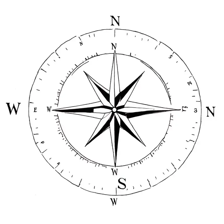 compass rose longitude latitude for washington state tattoo design idea