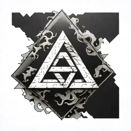 Central Symbol: At the heart of the tattoo, the Valknut symbol is boldly drawn with strong, angular lines, representing strength and mystery. tattoo design idea