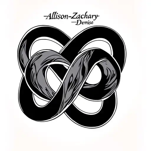 "Allison-Zachary-Denise" infinity symbol intertwined tattoo design idea