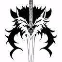 wolfes and sword tattoo design idea