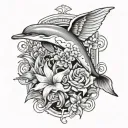 angel wing flowers dolphin tattoo tattoo design idea