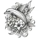 angel wing flowers dolphin tattoo tattoo design idea