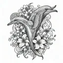 angel wing flowers dolphin tattoo tattoo design idea