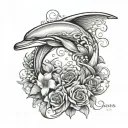 angel wing flowers dolphin tattoo tattoo design idea