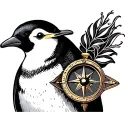 penguin and compass tattoo design idea