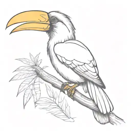 yellow billed hornbill tattoo design idea