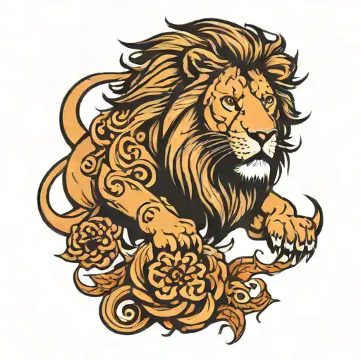 minimalist tattoo lion strength wealth power endurance  tattoo design idea