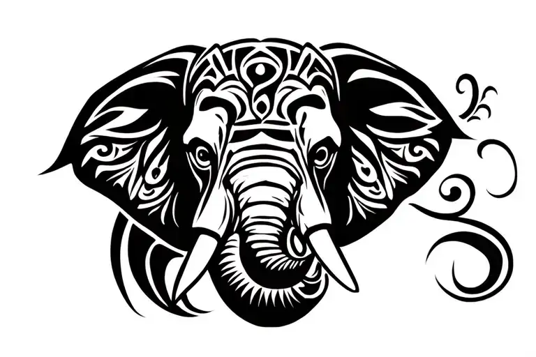 Elephant face tattoo design idea