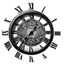  simple round clock with Roman numerals and a white face tattoo design idea