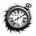  simple round clock with Roman numerals and a white face tattoo design idea