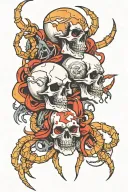 skulls and scorpions intertwined within tattoo design idea