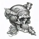 turbo skull handtool tattoo design idea