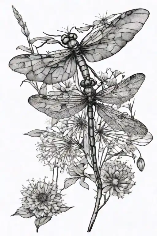 Dragonfly And Dandelion tattoo design idea
