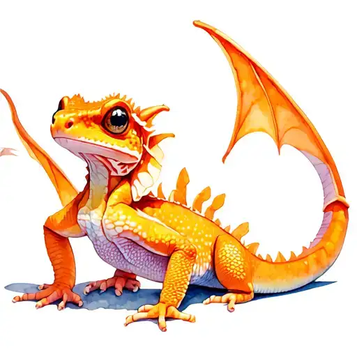 baby crested gecko dressed as a dragon tattoo design idea
