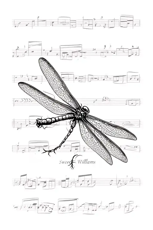 sweet williams elegant dragonfly fishing lure music notes tattoo design idea