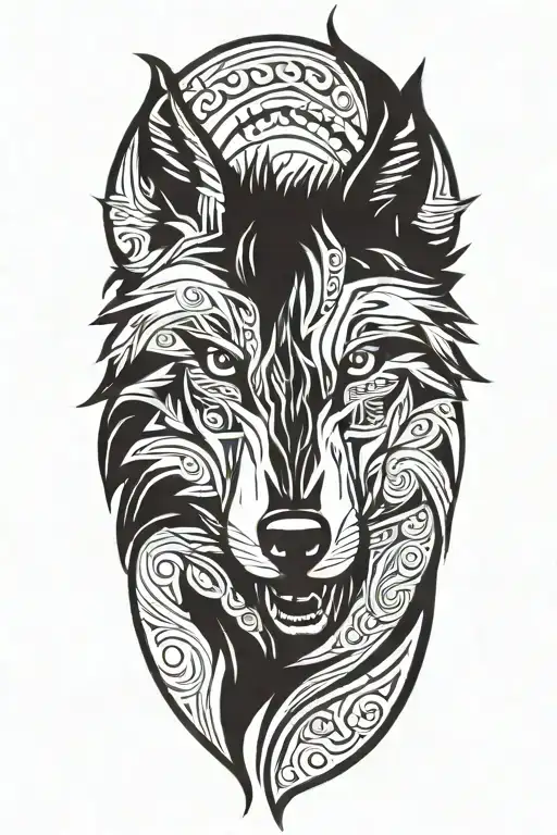 wolf head tattoo design idea