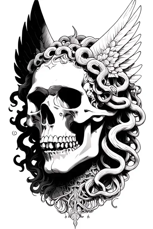 Icarus, Medusa, Skulls tattoo design idea