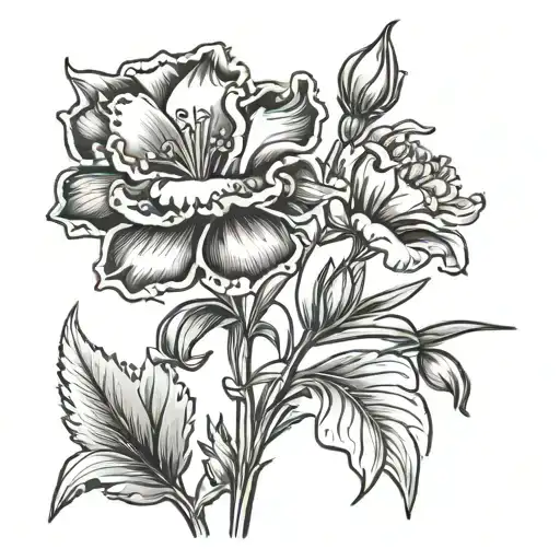 carnation and snowdrop flower simple tattoo design idea