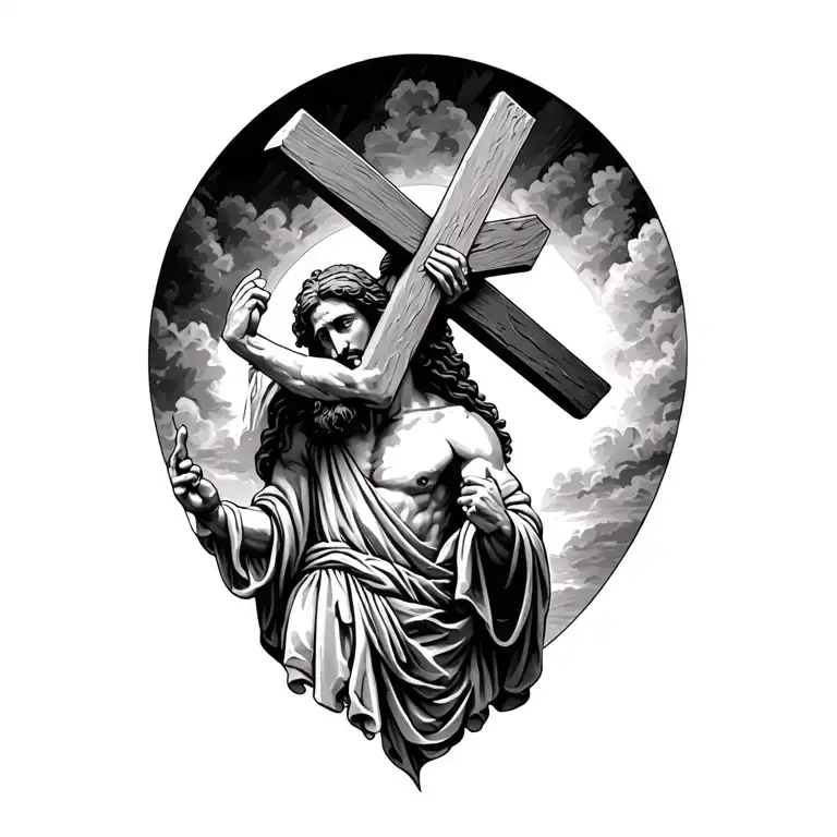 jesus carrying a cross tattoo tattoo design idea
